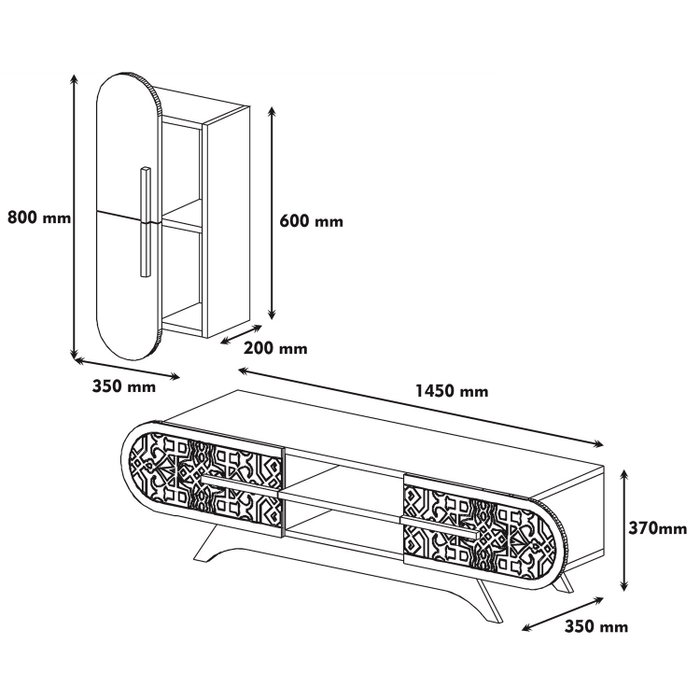 Hanah Home Defne Mueble de TV Nogal y Crema con Estantería Hanah Home Defne Mueble de TV Nogal y Crema con Estantería